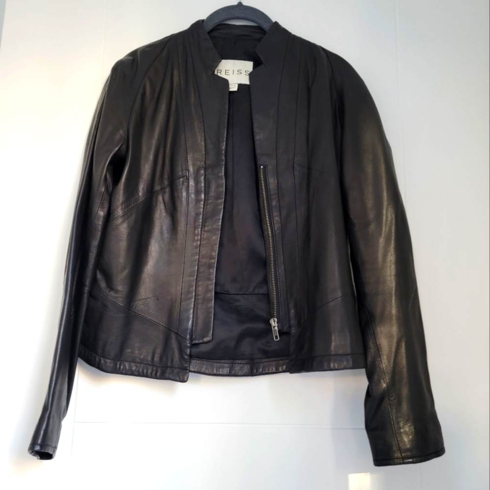 Reiss Leather Cropped Jacket Size XS - Like New